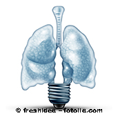 Lung in the form of a light bulb, graphic