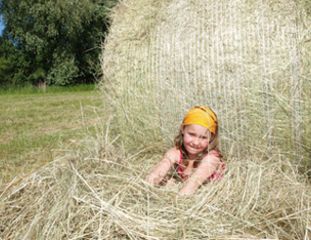 Asthma bei Kindern Bauernhofkind im Heu, geschützt gegen Asthma